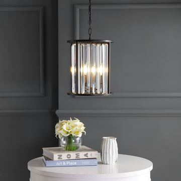 Bevin 12" Metal/Crystal LED Pendant - JONATHAN Y